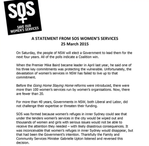 Call for Parliamentary Inquiry into changes at NSW women’s refuges