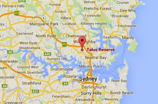 Map showing Talus Reserve in Sydny